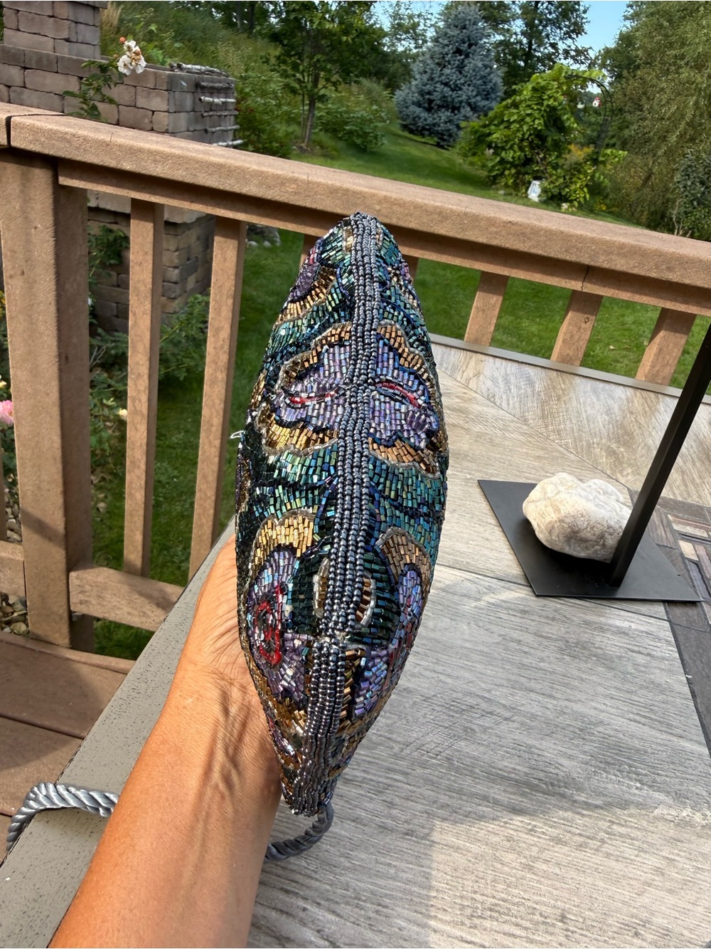 EUC Vintage seed bead Floral Scallop Hem Evening Bag - Picture 9 of 13